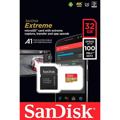 Карта памяти SanDisk Extreme microSDHC Class 10 UHS Class 3 V30 A1 32Gb